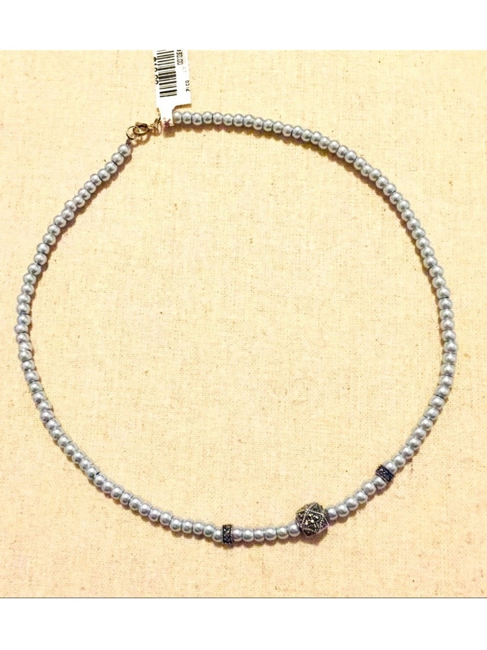 Faux Pearl and Marcasite Necklace - Picture 1 of 10